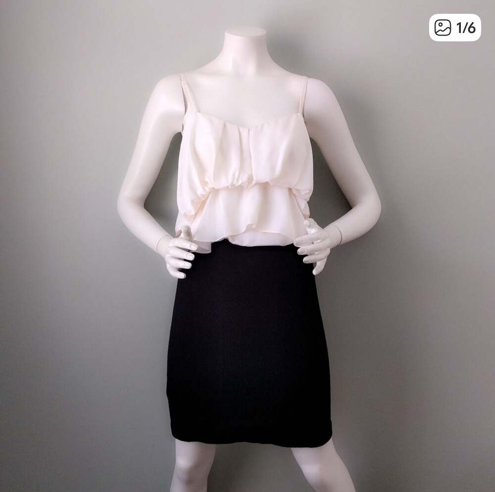 BCBG Max Azria Black and White Drape Skirt Dress size 0
